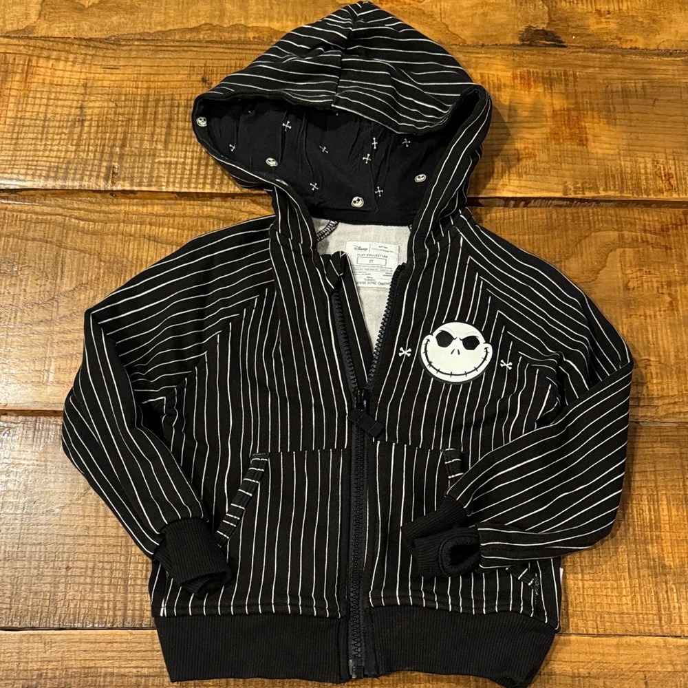 Disney Nightmare Before Christmas Black and White Striped Kids Hoodie
